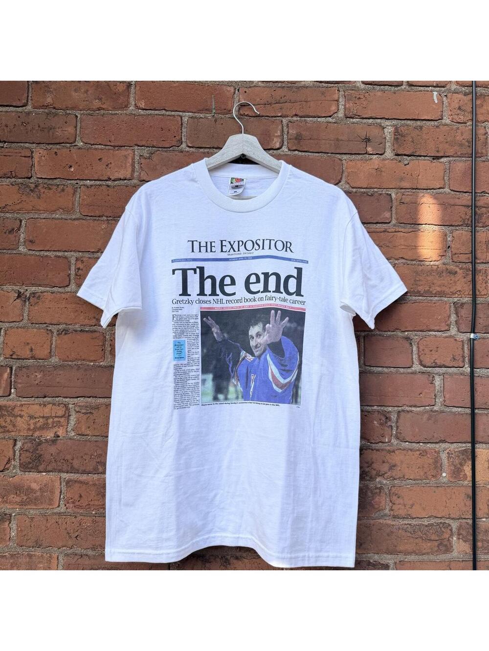 vintage Wayne Gretzky the end newspaper t shirt 90s/00s L